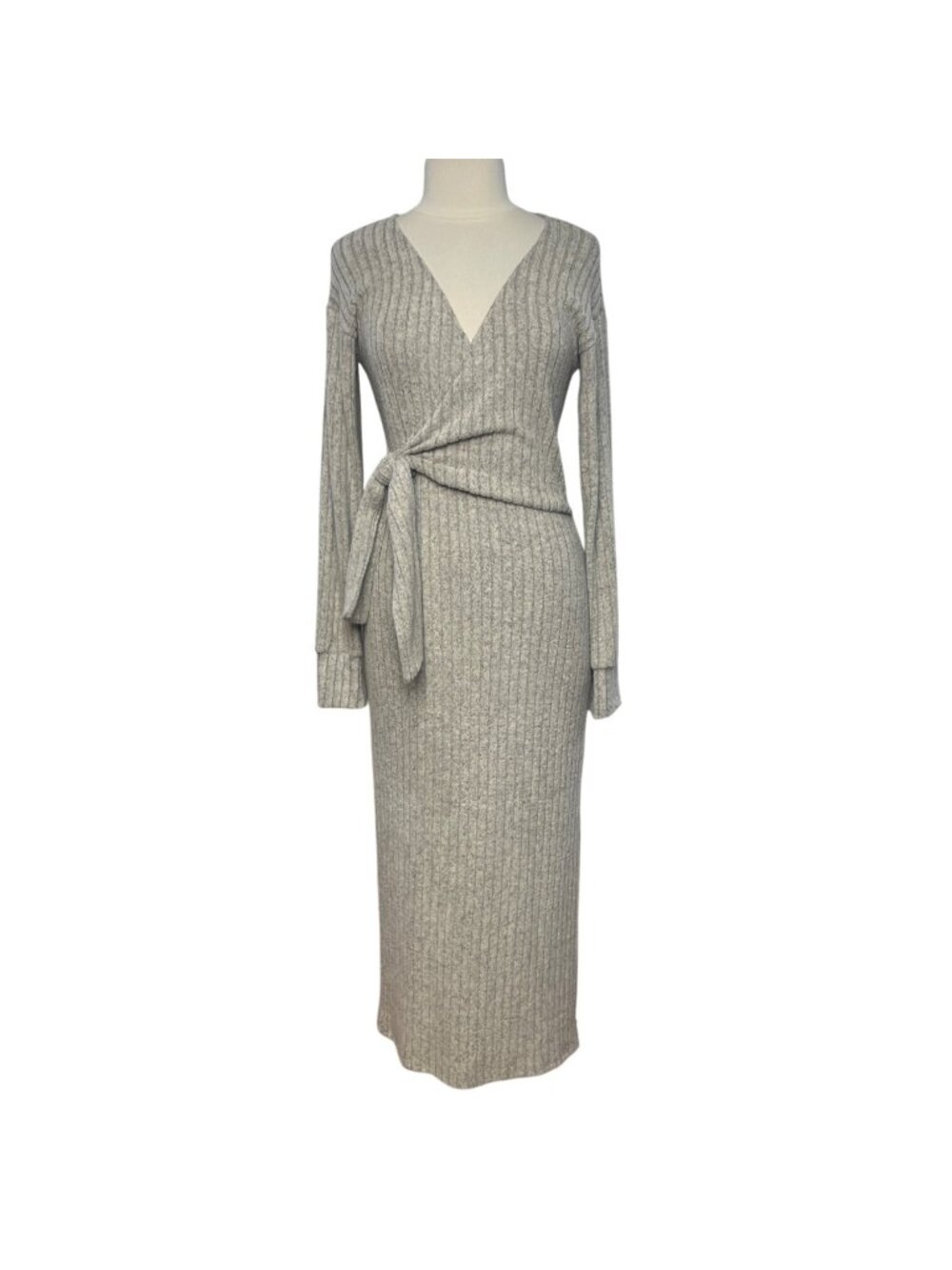 Ajitas Salon Boutique Ribbed Knit Dress Maxi Large Tan New